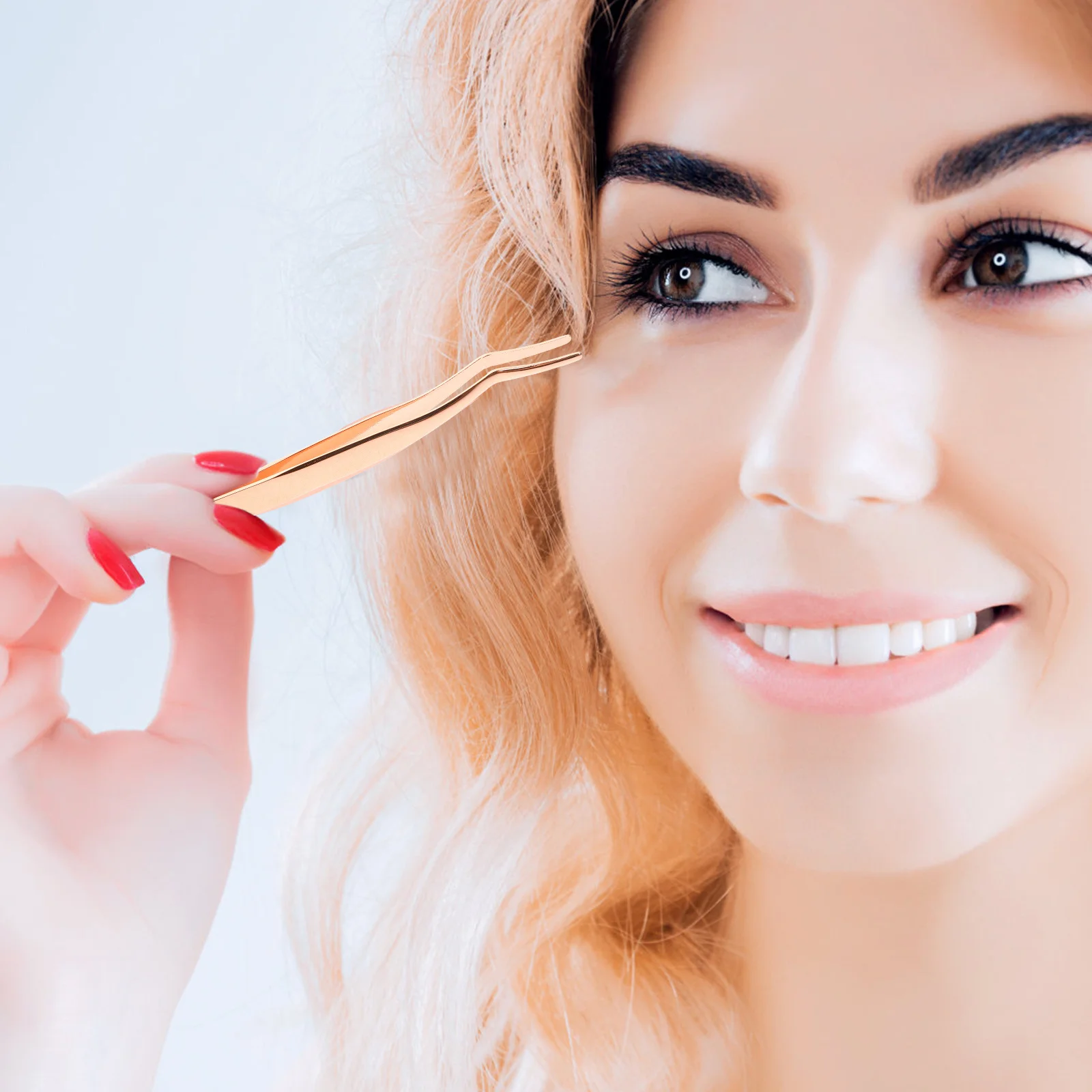 Herramienta aplicadora de extensión de pestañas compacta, pinzas para pestañas postizas de acero inoxidable con punta curva para un ajuste preciso del uso