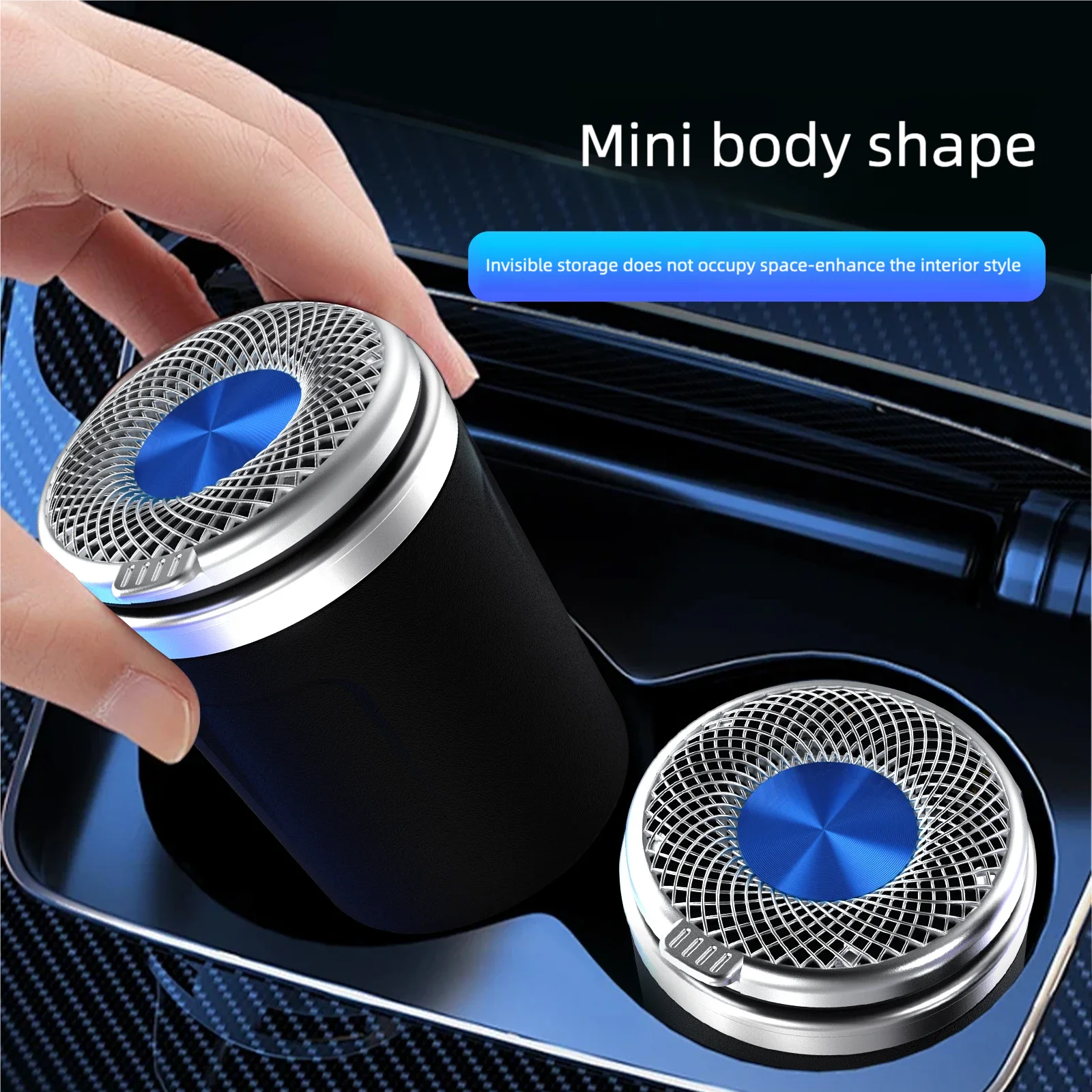 منفضة سجائر LED فاخرة مثبتة على السيارة، مقاومة لدرجات الحرارة العالية