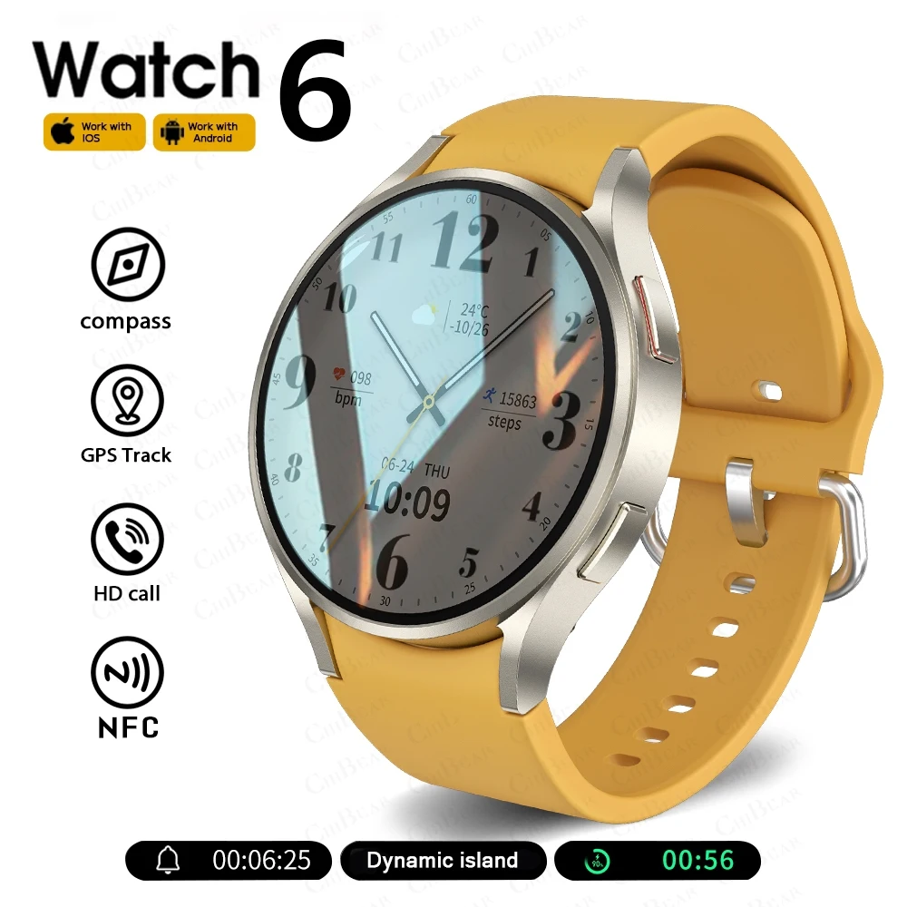 For Samsung Galaxy Watch 6 Classic Smartwatch 1.39‘’ Bluetooth Call HD AMOLED Voice Call NFC GPS Sports Watch 2024New Smartwatch