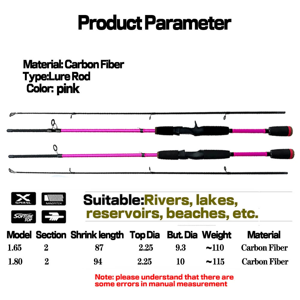 Ultralichte Hoge Koolstof Ml Draaiende Hengel Haspel Combo 2 Sectie Lokaas Jigging Aas Wt. 8G-25G Met Vislijn 1.8M 1.65M