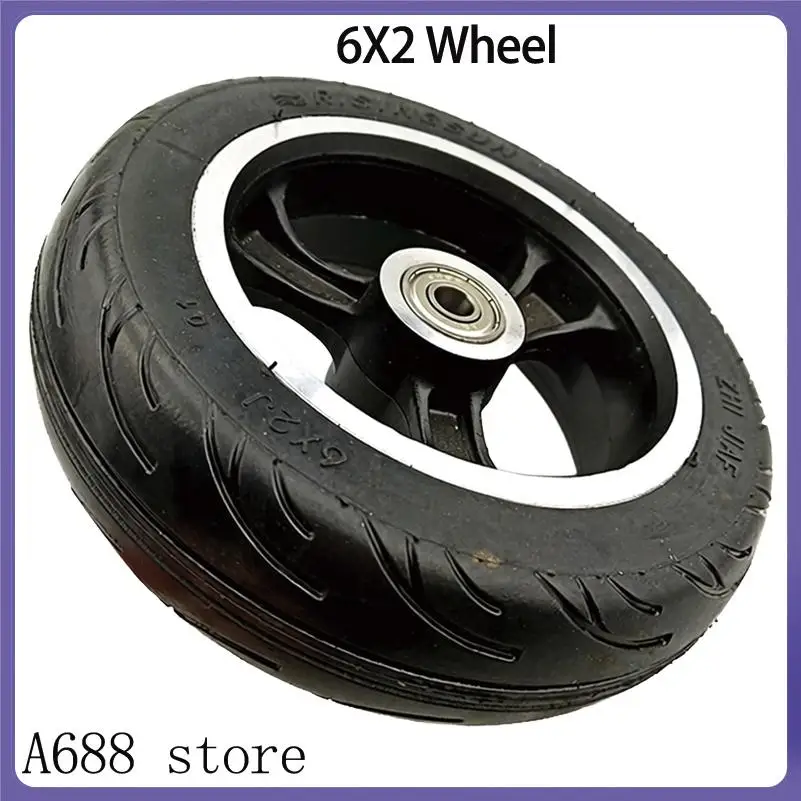 

6X2 Solid Tire with Wheel Hub Assembly Featuring M8/M10 Bearing for 6-Inch Electric Scooter Wheel Replacement