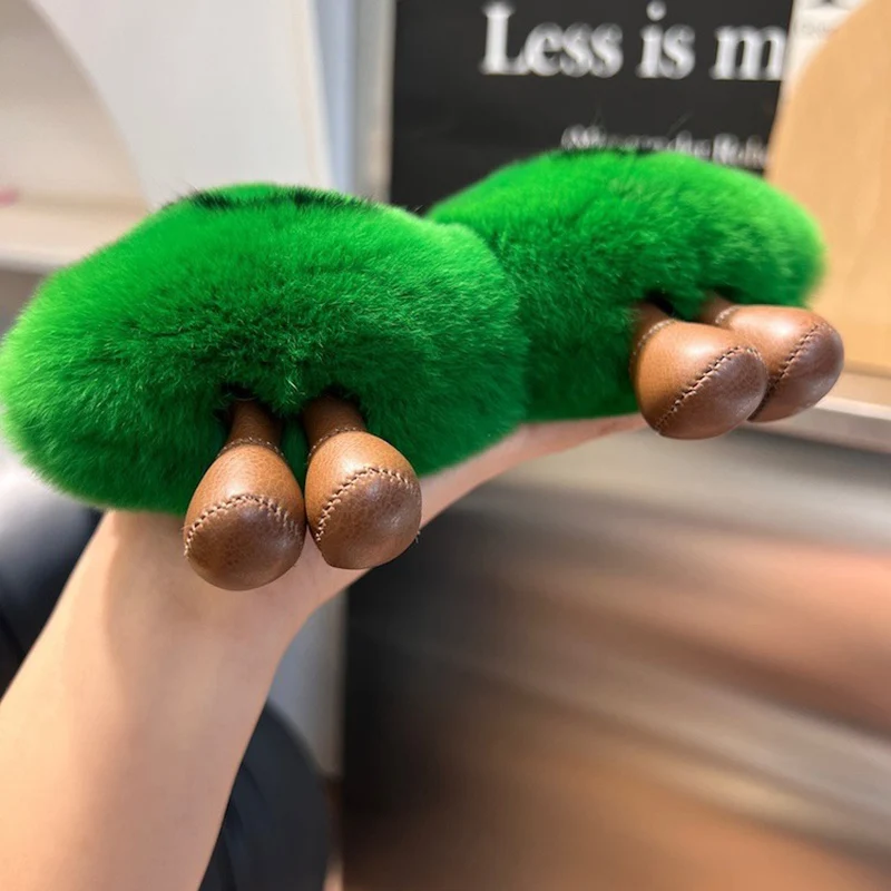 Bonito real lontra coelho pele árvore carro chaveiro pingente bola de pelúcia boneca saco pendurado decoração presente