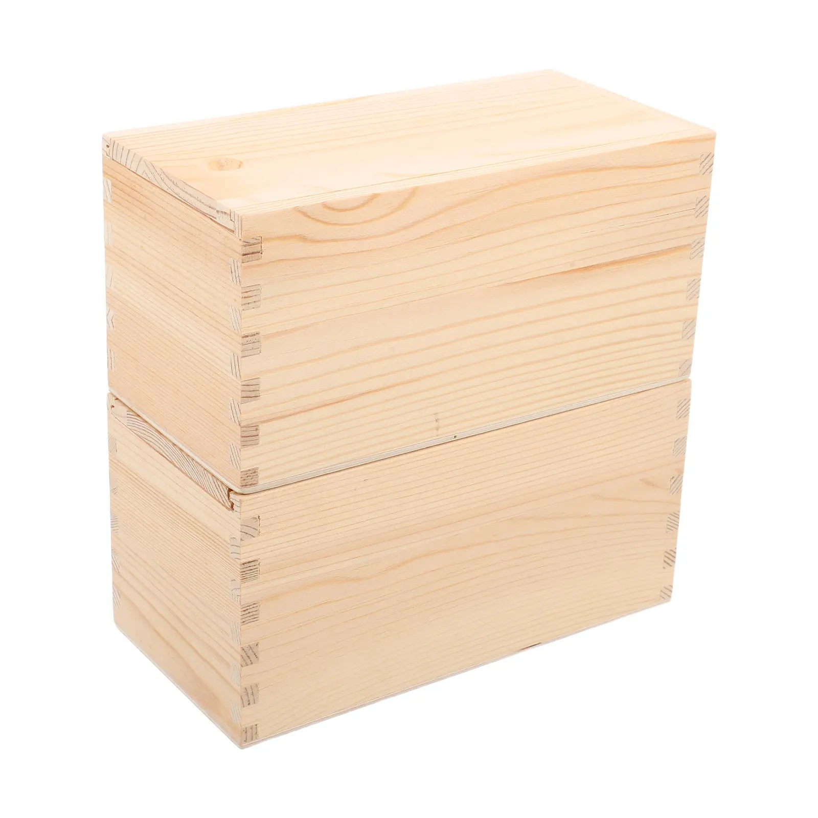 2Pcs Vintage Wooden Jewelry Box Small with Slide Lid Compact Storage Case for Necklace Earring Keepsake Rustic Decorative
