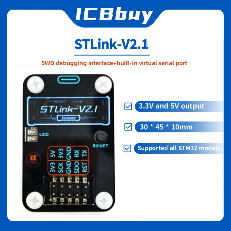 Débogage du simulateur de STLINK-V2.1 Télécharger Pigments STLINK Ligne brûlante STM32 avec port série