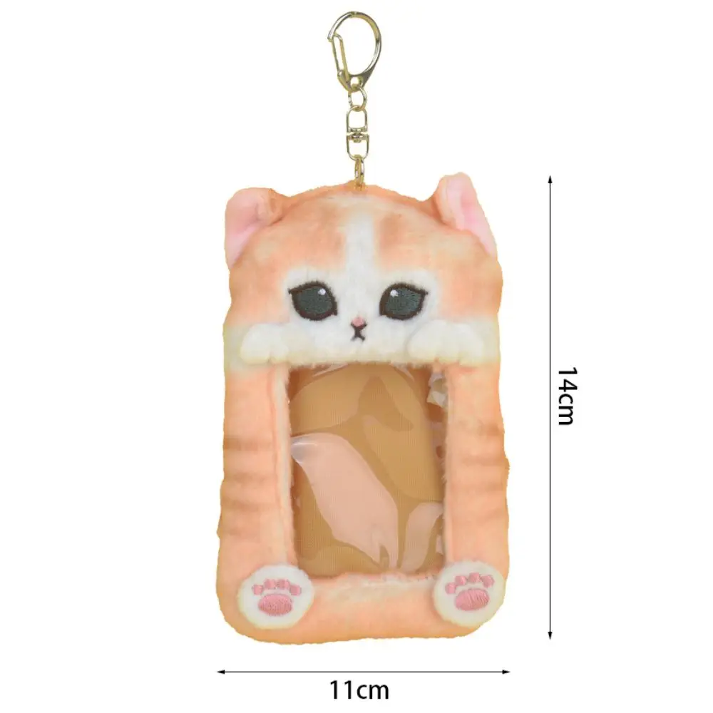 Cute PVC Card Holder Cartoon Cat Plush Card Cover Unisex Bag Pendant