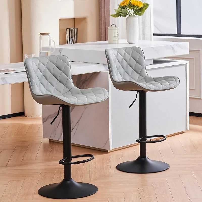 Bar Stools Set of 2 Leather Swivel Barstools with Back Counter Height Adjustable Modern Bar Stool High Chairs