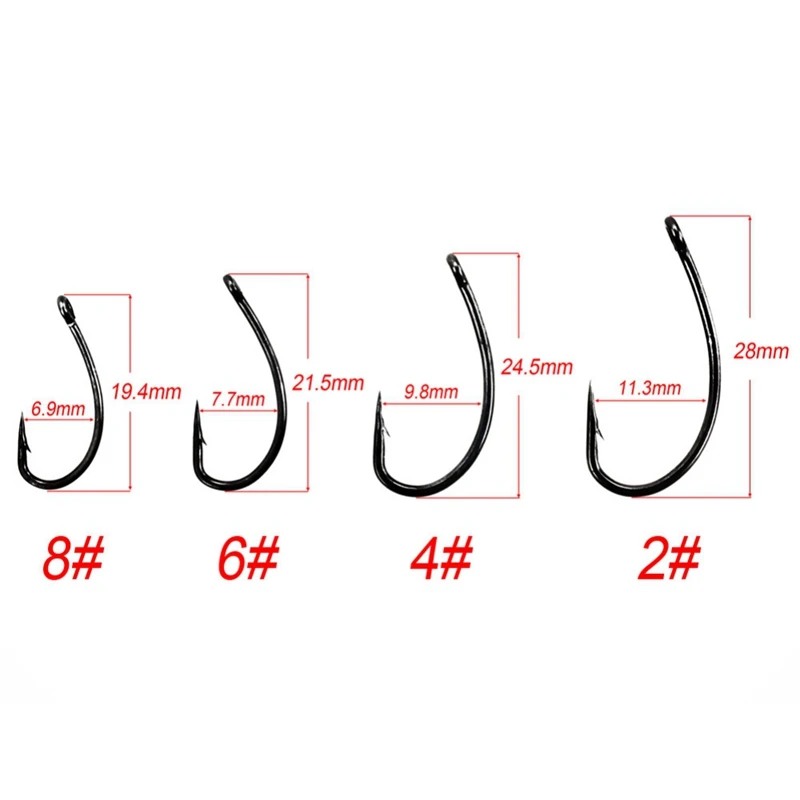 50 Pcs/lot Sea Offset Hook 2# 4# 6# 8# Carp Snap Fishing Single Barbed Hook Steel Fishing Bait Hooks Fishing Hook Set With Box