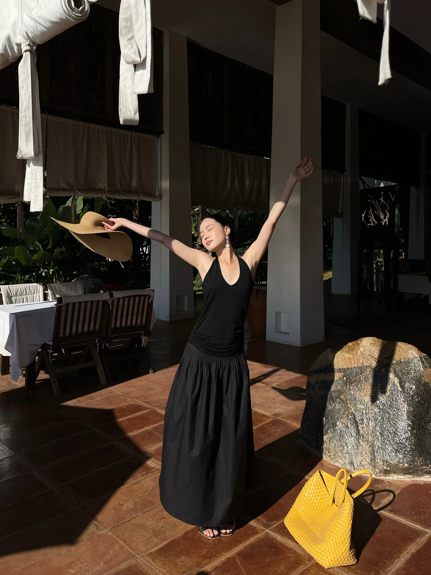 

Летняя женская юбка миди А-силуэта свободного кроя с широким подолом, скрывающая бедра, для фигуры типа «груша», повседневная, с высокой талией, из хлопка, для города и поездок на работу