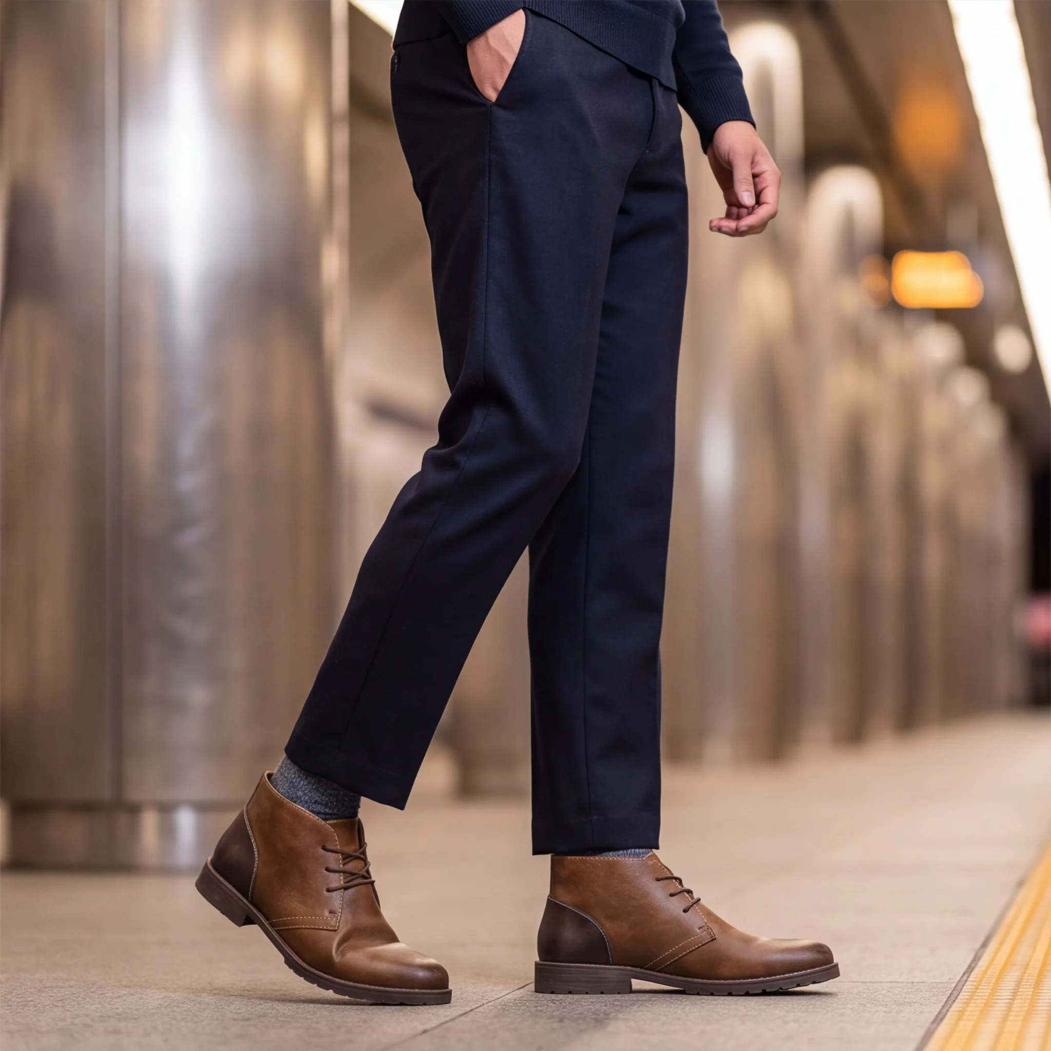 Botas para Hombre, Botas Clásicas con Cordones para Uso Diario, Suela de Goma, Forro de Malla, Punta Lisa, Botas Chukka