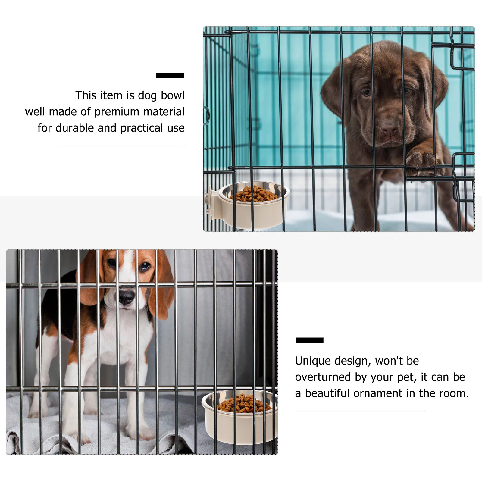 

Hanging Pet Feeder Stainless Steel Bowl Grey Size Overturn Proof Design Room Ornament High Density Material