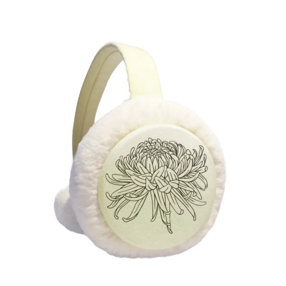 

Flower Chrysanthemum Illustration Winter Ear Warmer Cable Knit Furry Fleece Earmuff Outdoor