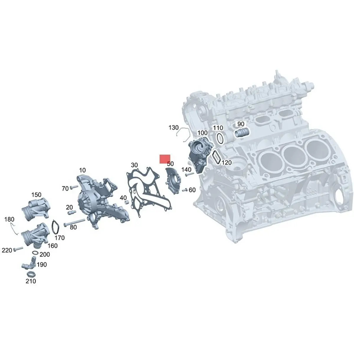 Compatible A2762010703 Engine Coolant Water Pump Sealing End Cover for E S 450 M276