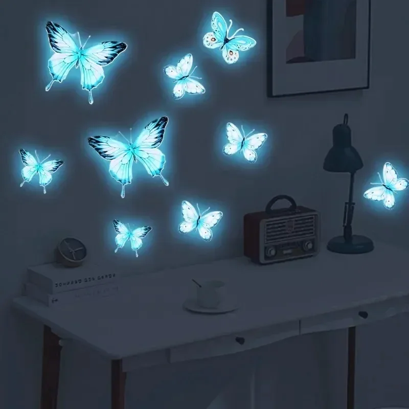 1/6Sheets Luminous Butterfly Wall Stickers Creative Glow In Dark Wallpaper DIY Decor Sticker for Bedroom Living Room Window Wall