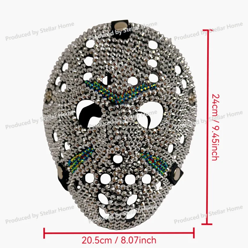 Hip Hop High Quality Microencrusted Zircon Solid Chainsaw Fright Jason Ball Mask