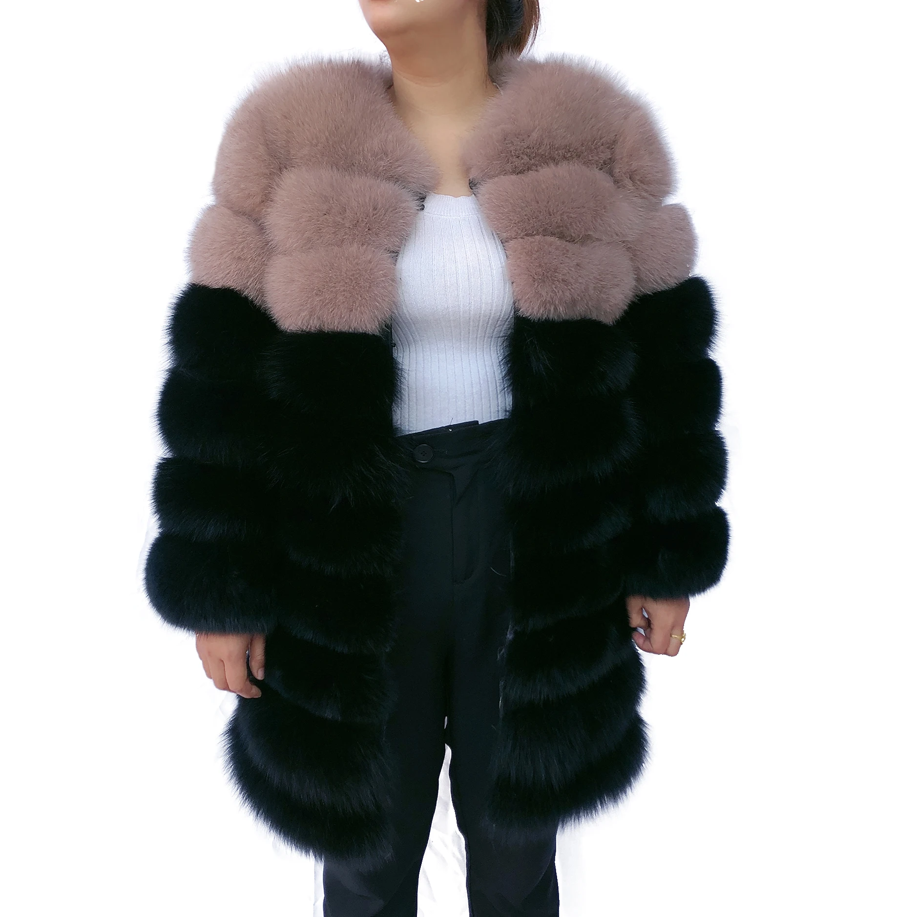 Women\'s real fur coat winter jacket Long mixed version real fox fur coat Natural fur eco fur coat luxury women\'s fur coat