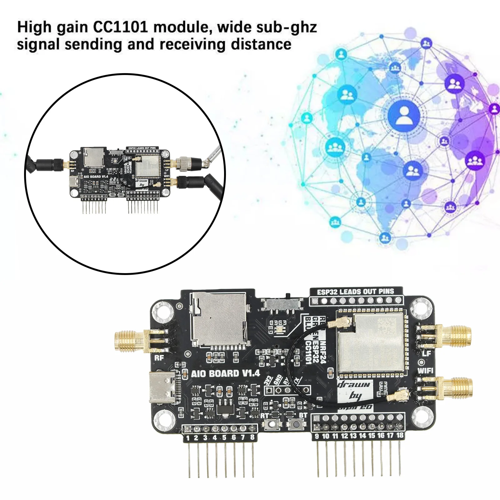 

Плата расширения Wi-Fi «три в одном» NRF24 + ESP32, многофункциональный модуль расширения, 2,4/5 ГГц, двухдиапазонная SD-карта 40 МГц-6 ГГц для хранения