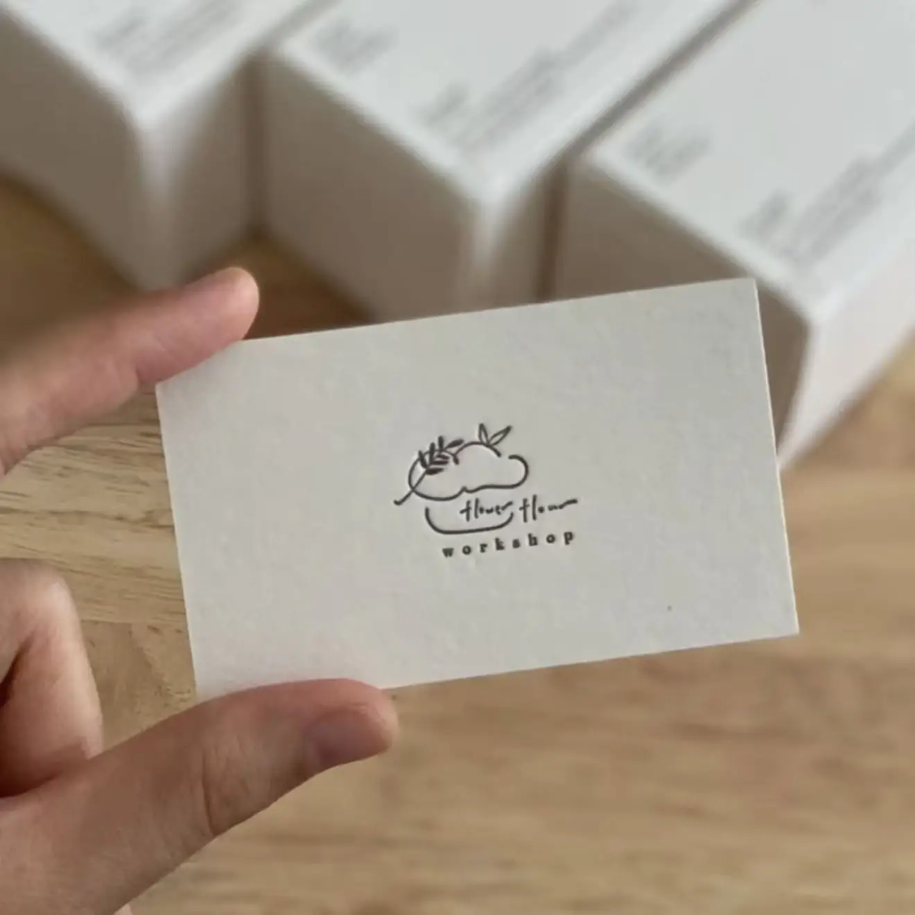 Customized High-end Double-sided Color Printed 600g Business Card with Simple and Elegant Letterpress Style