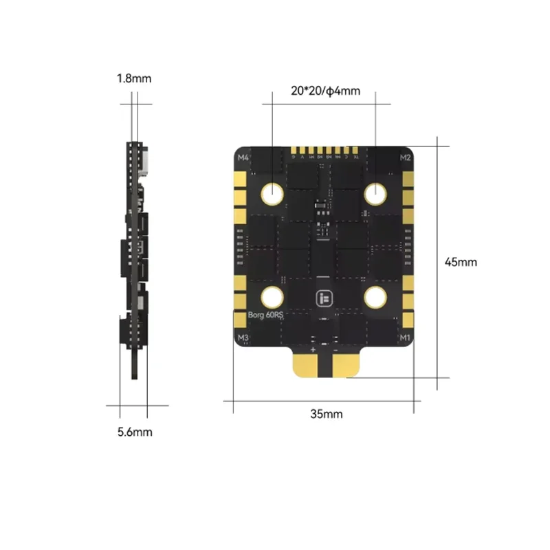 iFlight Borg 5S RX Stack with Borg 5S RX FC Flight Controller / Borg 60RS ESC for FPV Racing Parts