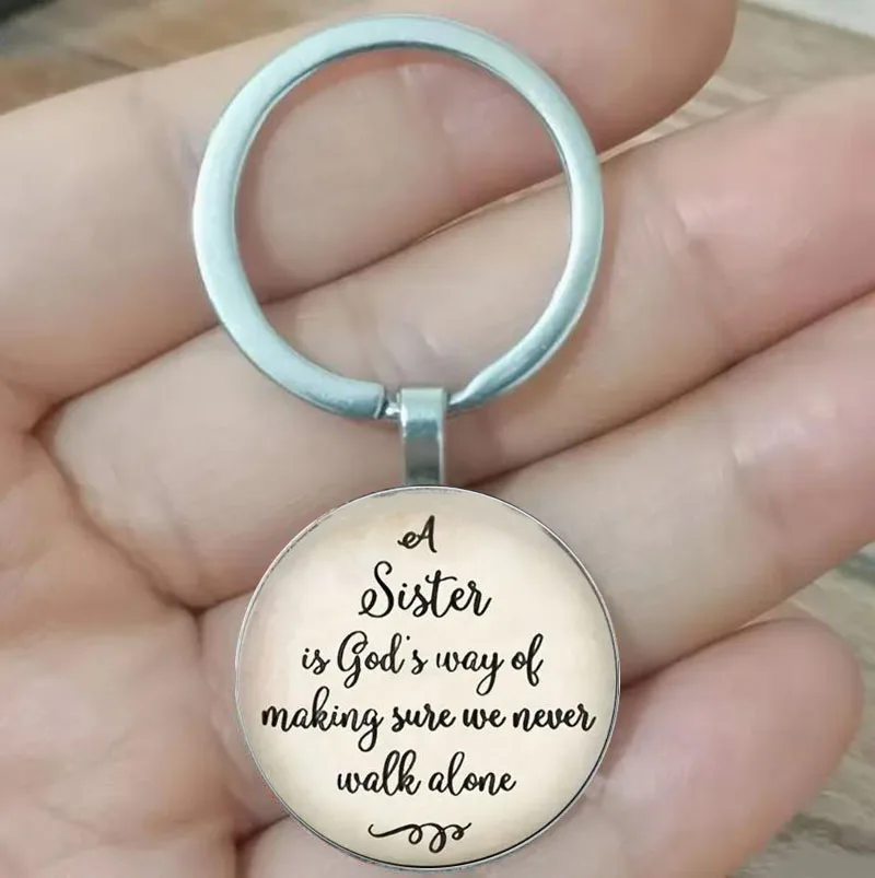 A Sister Is God's Way Of Making Sure We Never Walk Alone Time Stone Keychain, Ideal choice for Gifts