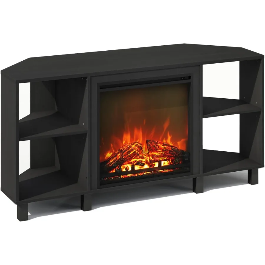 

Donena Fireplace TV Stand NO Heat Декоративная угловая подставка для электрического камина для телевизора до 55 дюймов с 4 открытыми полками Идеально подходит