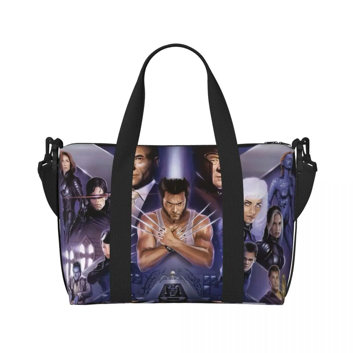 مخصص X-Men Marvel Film Beach Tote حقيبة المرأة مقصورة كبيرة حقائب السفر الشاطئية