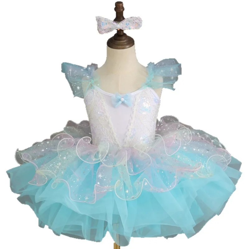 Girls Sequins Tulle Tutu Dress Kids Fluffy Puffy Skirt Ballet Dance Costume Cute Princess Outfit Stage Party Performance Wear - view 6