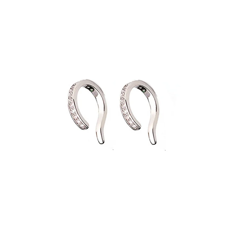 

EVISPOL New Fashion Fine Zircon C Type Clip Earrings Punk Rock Rhinestone No Hole Ear Clips Earring Piercing Jewelry Gift