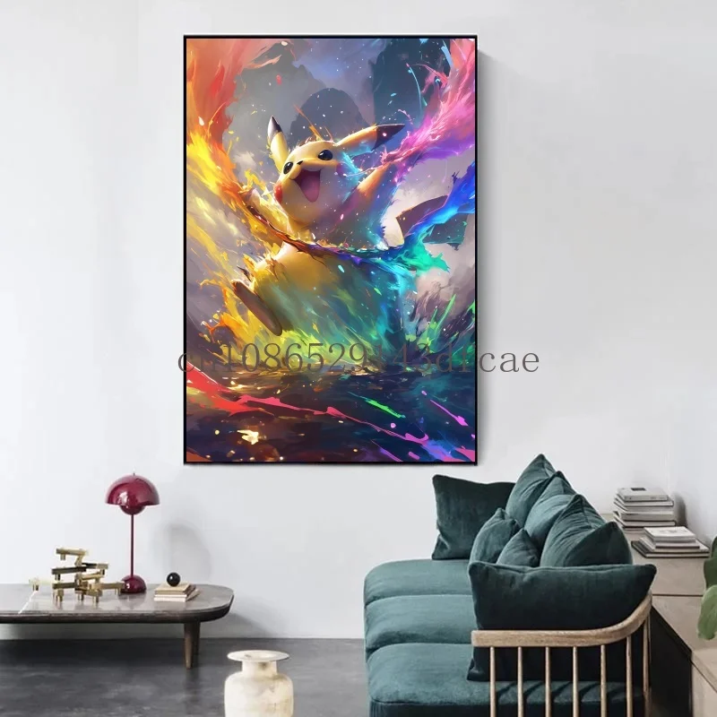 ญี่ปุ่นอะนิเมะ Pokemon โปสเตอร์ตกแต่ง Pikachu Charizard Blastoise Wall Art ภาพวาดผ้าใบ Modern Room ตกแต่งภาพ