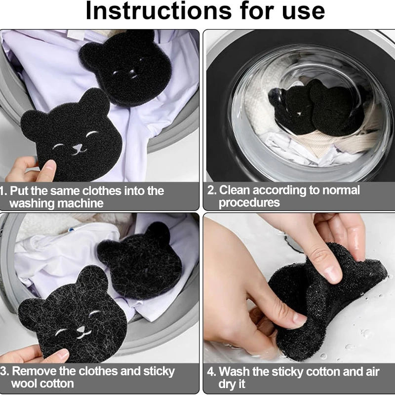 Bear Shape Sponge Cleaning Ball Washing Machine Laundry Ball Pet Hair Remover Reusable Clothes Sofa Cat Dog Hair Cleaning Sponge