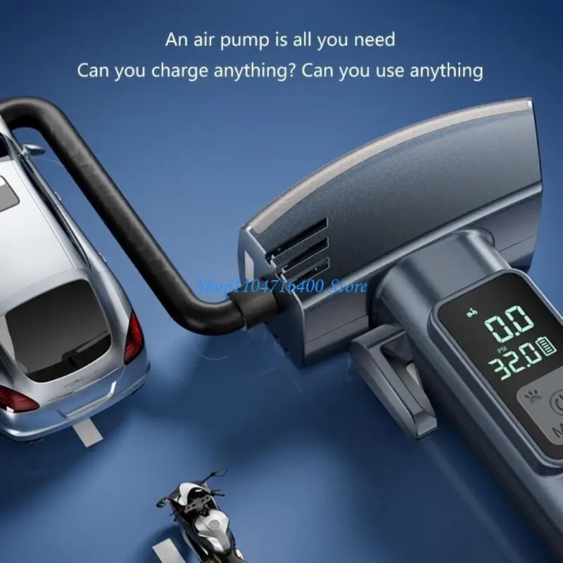 

y1gd Cordless Tyre Inflator Air Compressor with Window Breaker LED Light Battery Power Electric Digital Tire Inflator