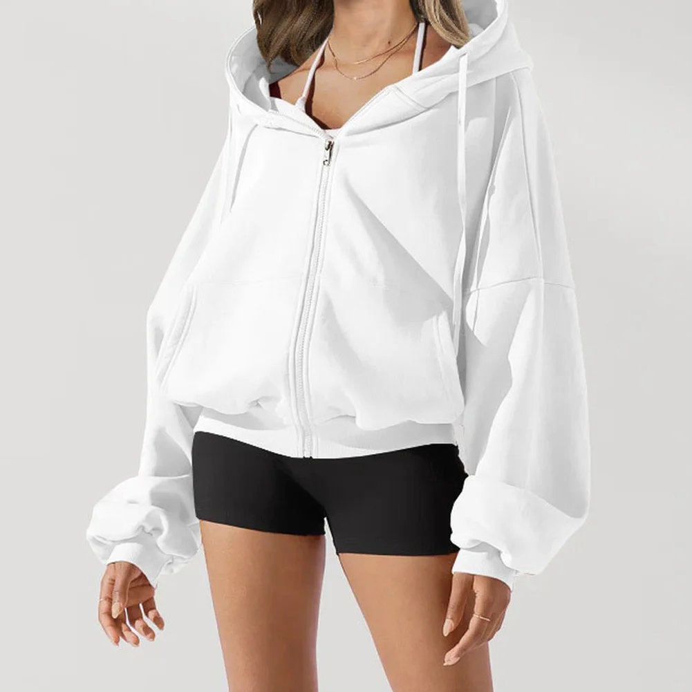 

Zipper Hoodies Autumn And Winter Women's Long Sleeve Casual Hooded Sweater Cardigan Jacket Sweatshirts Female Coat Outwear S-XL