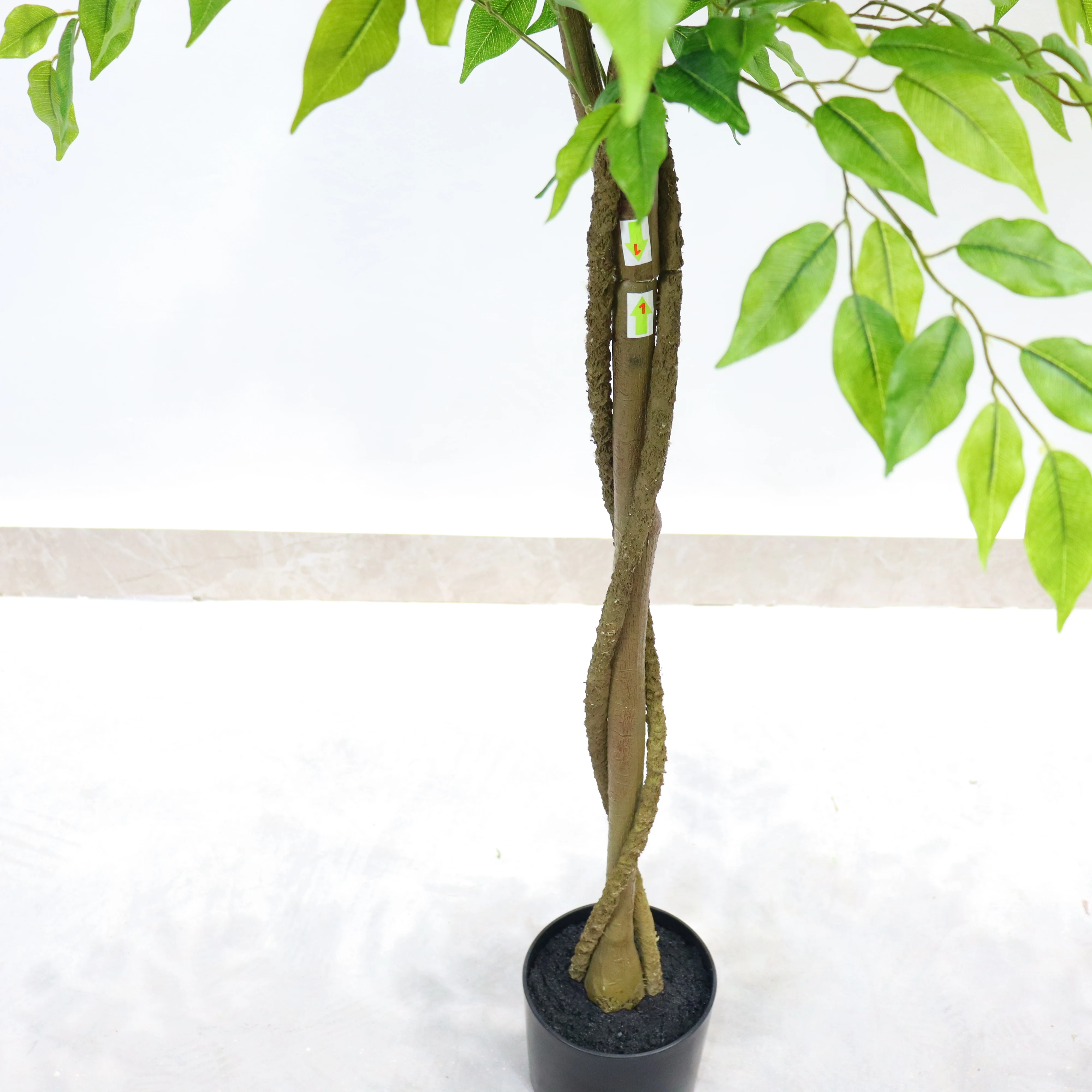 Artificial Ficus Tree, Tall Fake Potted Ficus Tree With Planter, Realistic Texture Potted Faux Ficus Tree For Foyer Porch Decor