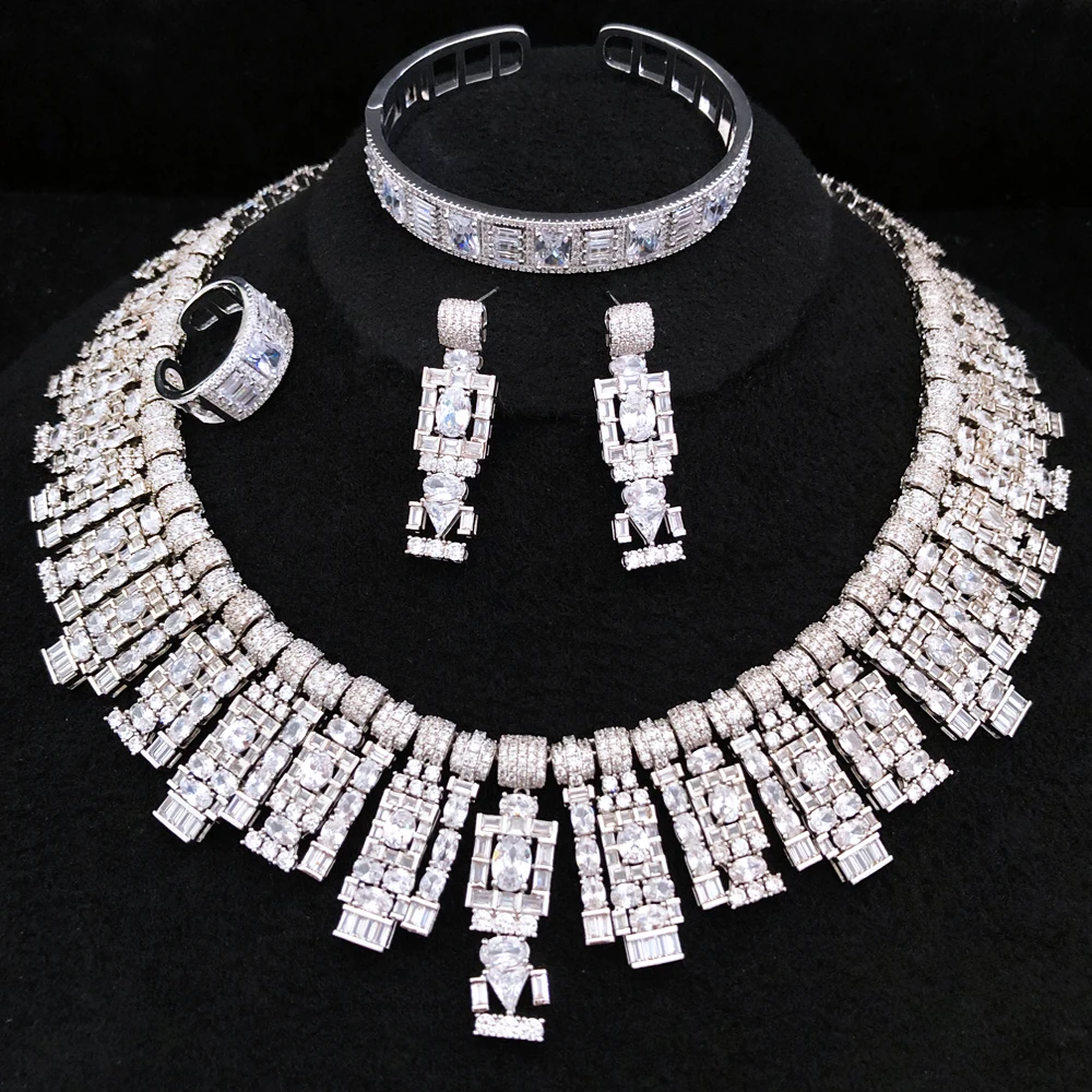 

GODKI Luxury High End UAE Jewelry Sets For Women Wedding Necklace Earring Set Cubic Zircon Dubai Bridal jewelry Set 2020