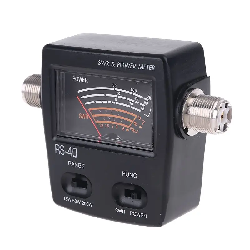 RS40 Power SWR Meter RS-Measurable Up to 200W Power Range with Adapter Connector 144/430mHz Walkie Talkie Replacement