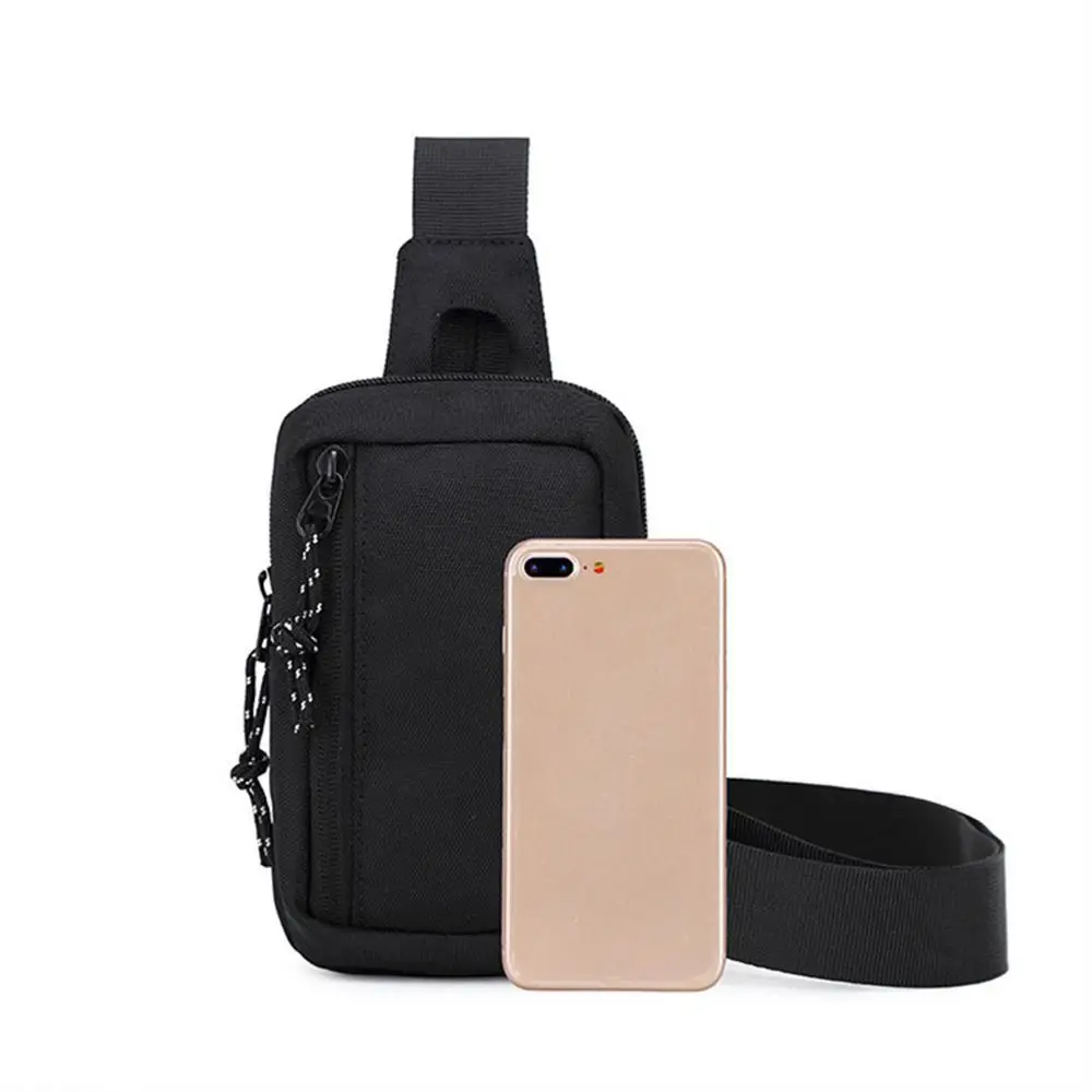 Luxuriöse Crossbody-Brusttasche für Herren, lässige Oxford-Umhängetasche, kleine schwarze Handytasche für Männer, geeignet zum Radfahren – Detail 8