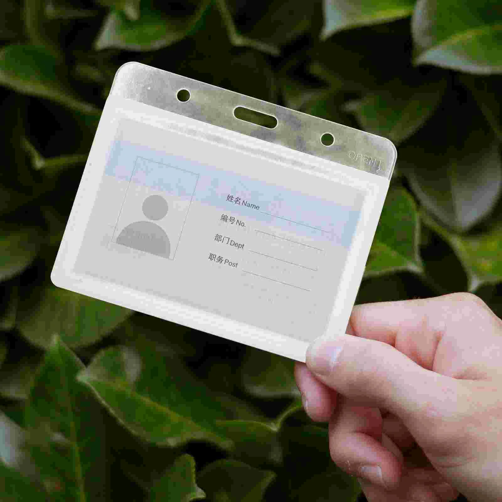 10Pcs Clear Card Holder ID Cards Sleeve Anti-scratch Working Cards Protector Plastic Badge Protector