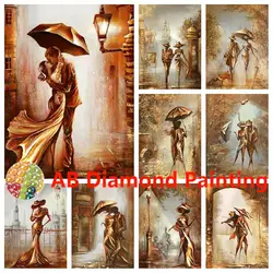 AB DIY Full Drill Square Diamond Embroidery Portrait Diamond Painting Woman Rhinestones Cross Stitch Mosaic Wall Art