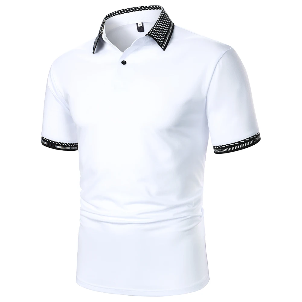 Mannen Polo Shirt Mannen Korte Mouw Polo Shirt Effen Kleur Mode Casual Mannen Top Zomer Newin Urban Business Revers Rib polo Shirt