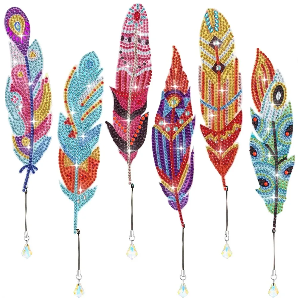 

6pcs 5D DIY Special Shaped Diamond Painting Bookmark Rhinestone Embroidery Book mark Feather Shape Heart Butterfly Cross Stitch