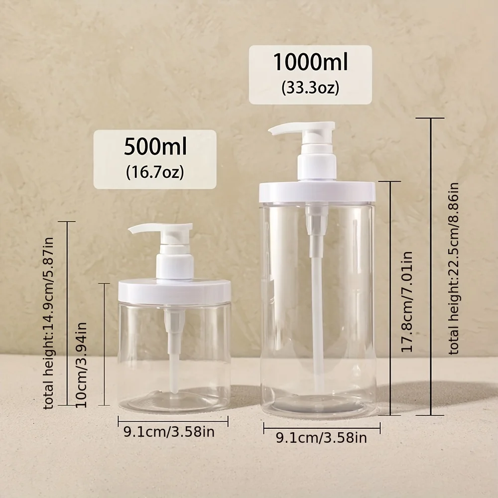 3 Stück 1000ml Pumpflaschen aus Kunststoff, nachfüllbare Flaschen, unverzichtbar für Bad und Reise – Detail 6