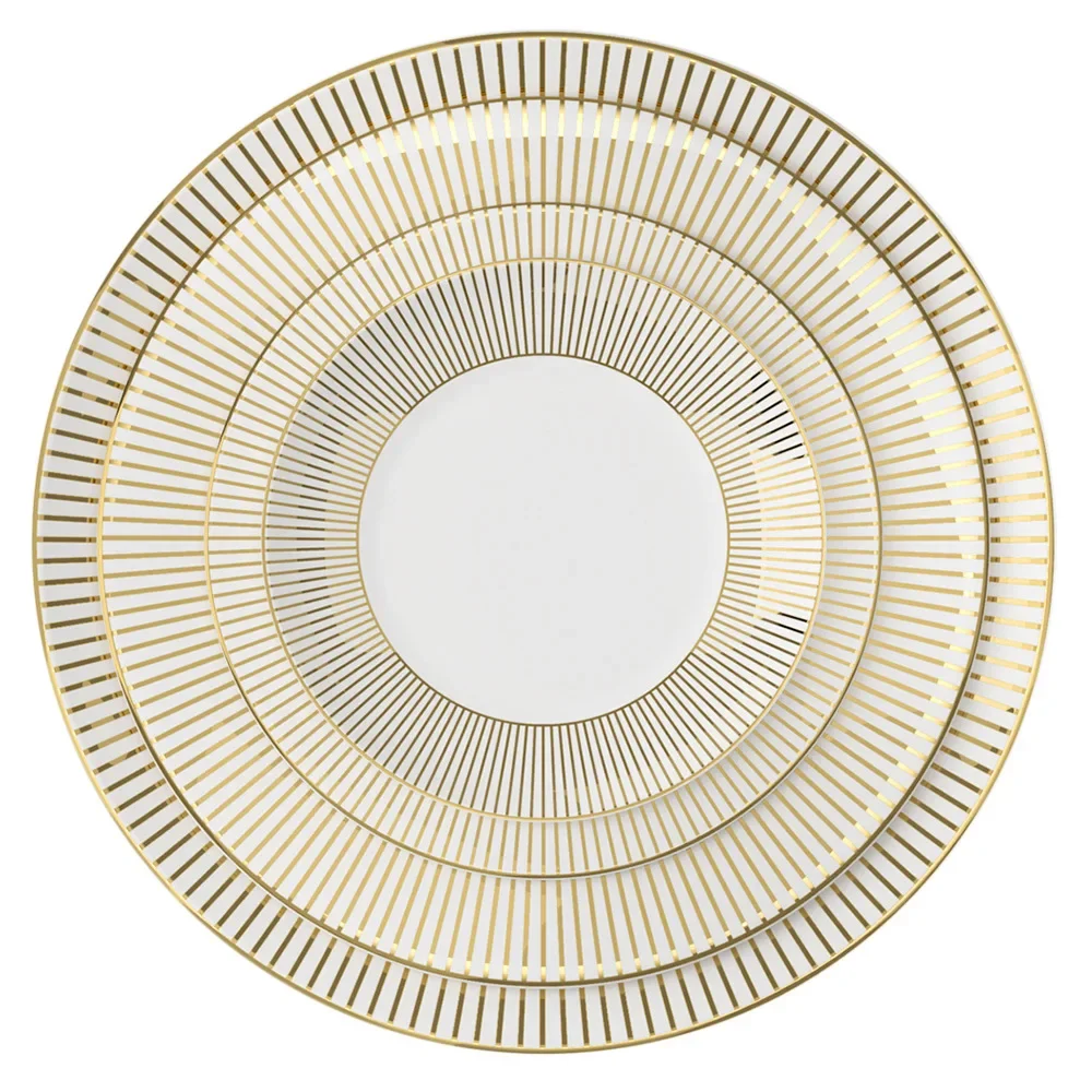 Simple Gold Line Striped Tableware Plate, Hotel Home Meal Plate, Western Steak Pasta Cuisine Plate