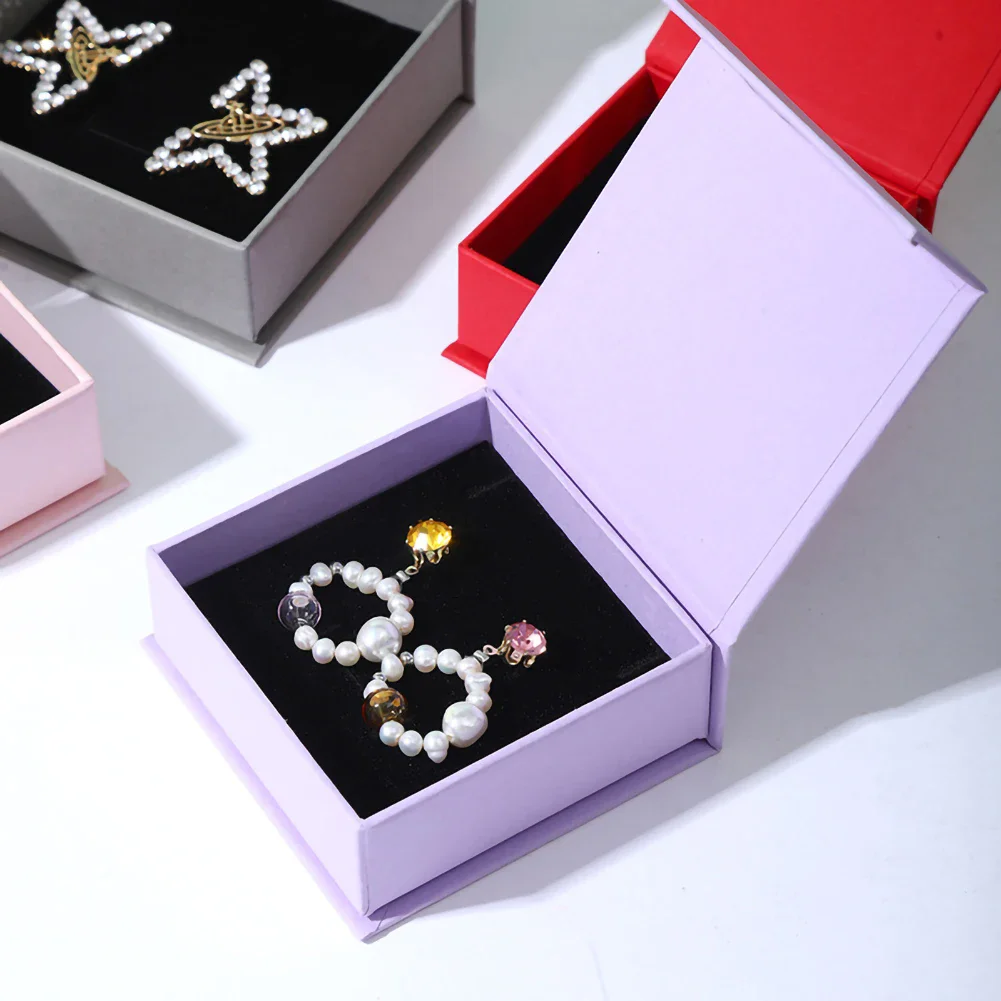 20Pcs Custom Jewelry Box Personalized Logo Magnetic attraction Ring Necklace Storage Earring Cases Comestic Packing with Foam