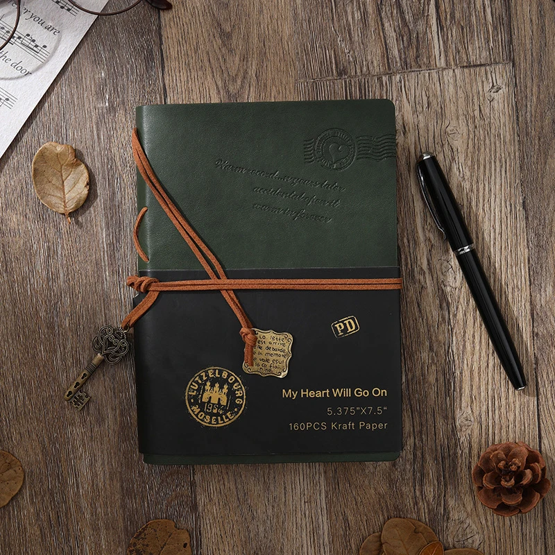 Student Stationery Handbook Notebook DIY Retro Handmade Notebook Traditional Handbook Nostalgic Hardcover Leather Strap Diary