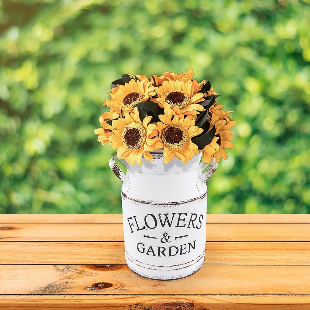 

2Pcs Vintage Metal Galvanized Flower Bucket Retro Farmhouse Floral Decor Rustic Planter Vase Flower Arrangements