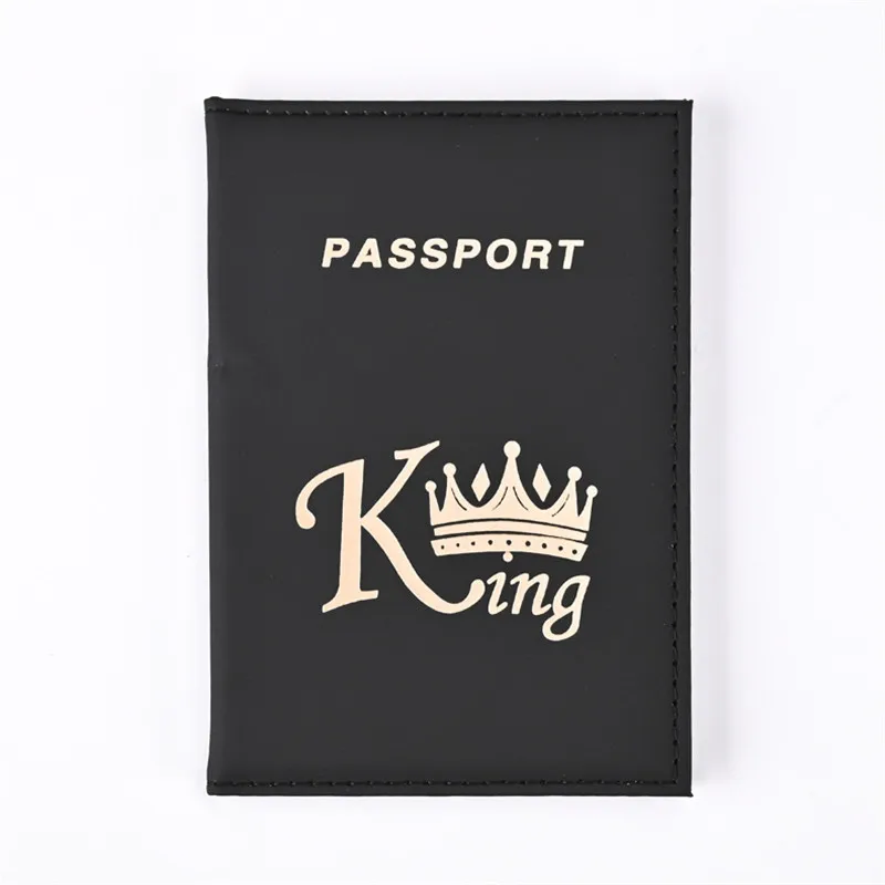 Fashion Queen King  Passport Cover for Women Travel Passport Case Leather Pink Cute Passport Wallet Purse Girl Passport Holder