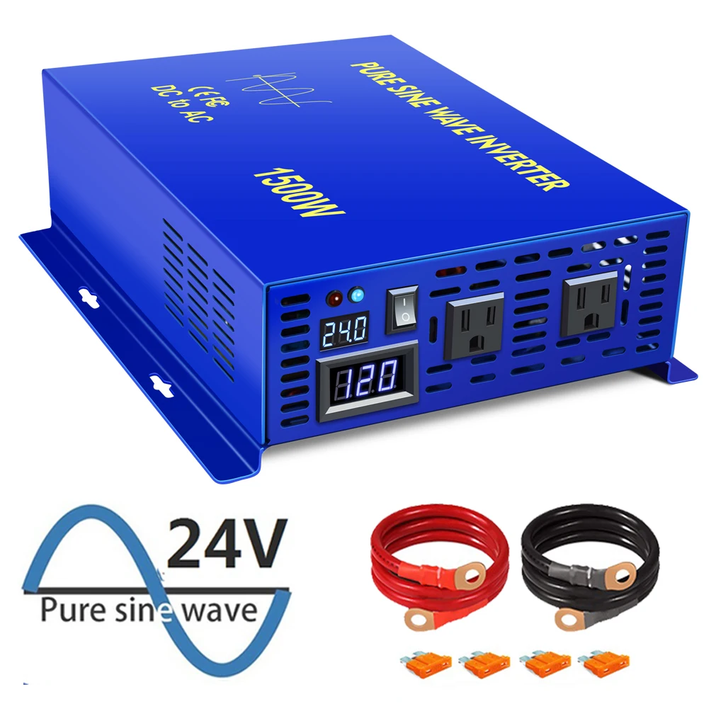 

Solar Power Inverter 24V 120V 1500W Pure Sine Wave Inverter Transformer 12V/36V/48V/72V/96V DC to 110V/220V/240V AC Converter