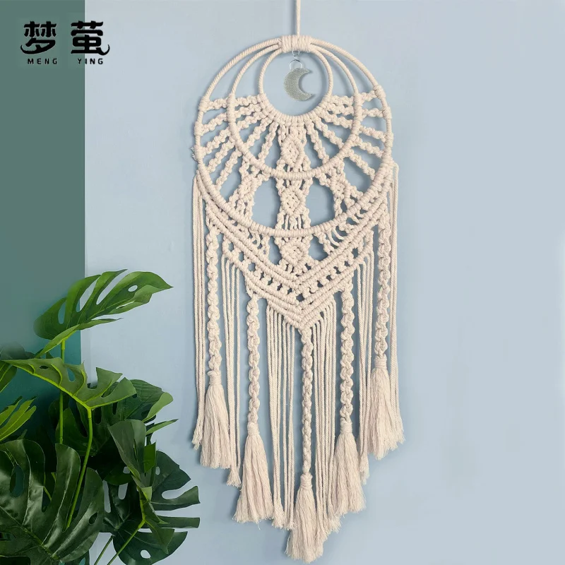 

Cotton Macrame Tapestry, Bohemian Tassel Wall Hanging, Handwoven Entryway Living Room Decor, Woven Art Ornament
