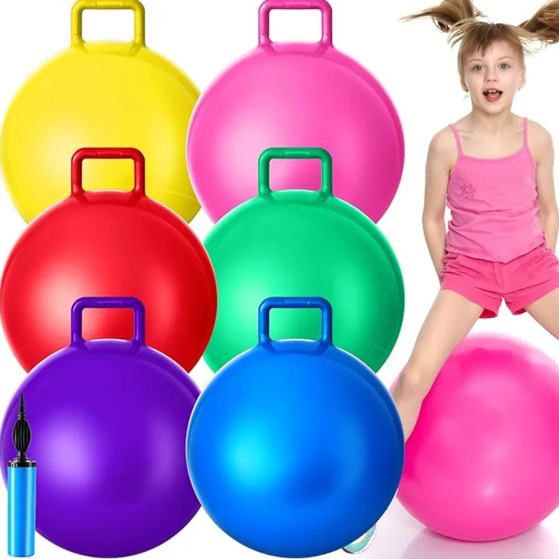 45CM/18 Inches Inflatable Bounce Balls With Handles For Kids Jumping Ball For Outdoors Sports School Sensory Training Games