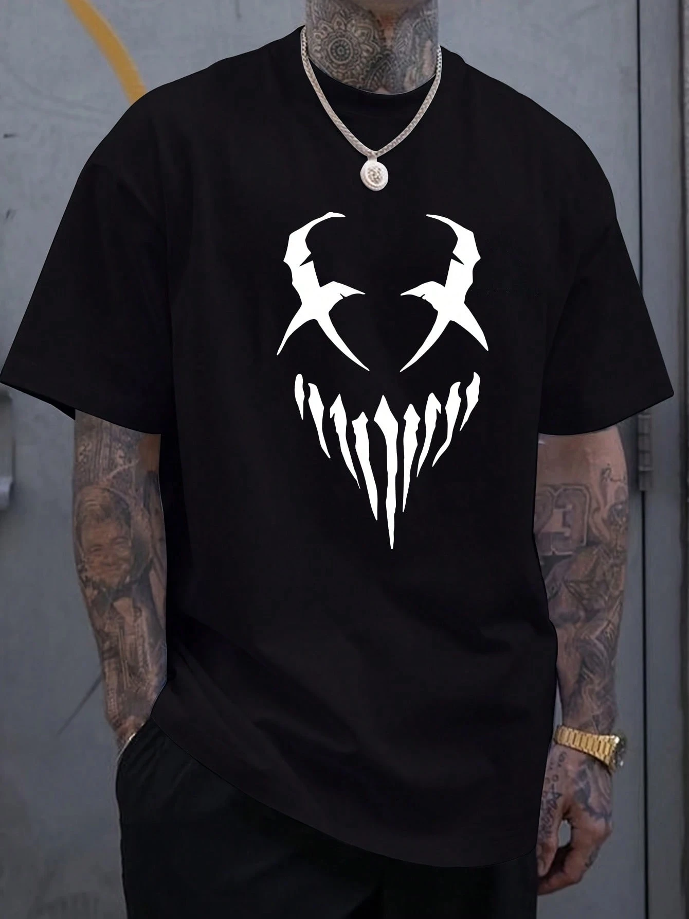 

Men's T-shirt Simple And Stylish Devil Face Printed T-Shirt Comfortable Versatile Unisex Breathable harajuku COTTON streetwear