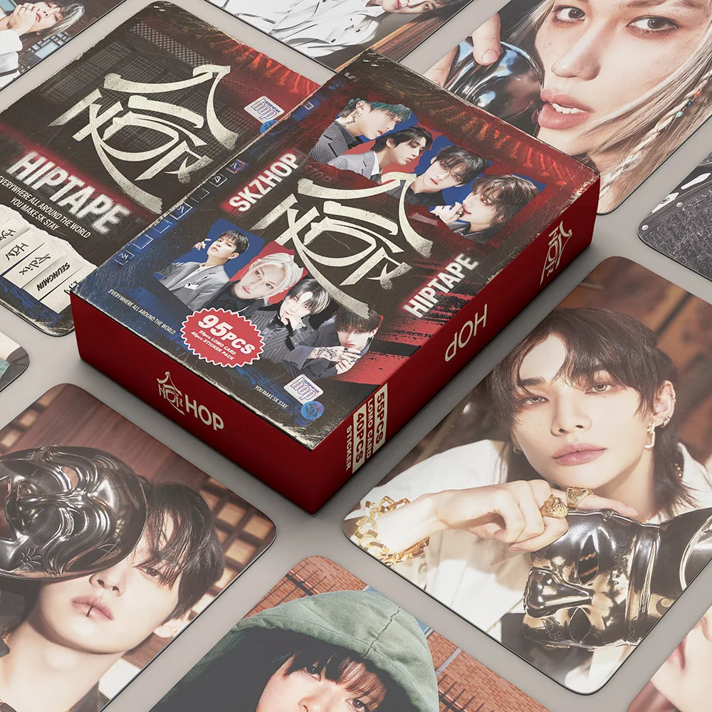 

95 шт. постеров из альбома Stray Kids HOP, небольшие карточные наклейки, фотографии знаменитостей SKZ, Ли Лонгфу, Фанг Чан, Хуан Сюаньчэн, игрушки